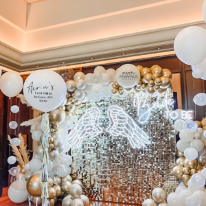 แบคดรอปลูกโป่ง ฉากลูกโป่ง Hen Party Balloon Backdrop - Gold Shimmer Wall + Helium