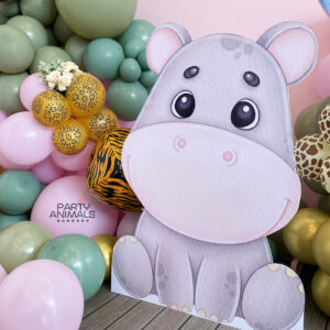 แบคดรอปลูกโป่ง ฉากลูกโป่ง Kid's Birthday Balloon Backdrop - Safari Nacha's 2nd Birthday - Pink & Green