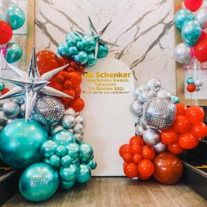 แบคดรอปลูกโป่ง ฉากลูกโป่ง Corporate Events Balloon Backdrop - DB Schenker Long Service Awards Ceremony
