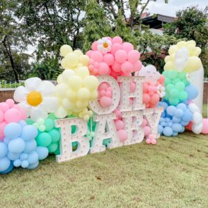 ลูกโป่งเบบี้ชาวเวอร์ Baby Shower - ฉากลูกโป่งเฉลยเพศ Balloon Backdrop - Baby Shower Gender Reveal Party "Boy or Girl ?" for K.Ducky