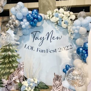 แบคดรอปลูกโป่ง ฉากลูกโป่ง Fan Meeting Balloon Backdrop - Tay New LOL Fan Fest 2022 North Pole Winter