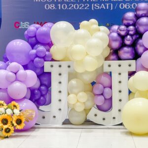 แบคดรอปลูกโป่ง ฉากลูกโป่ง Fan Meeting Balloon Backdrop - Kim Jae Joong in Bangkok - Purple & Orange