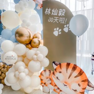 แบคดรอปลูกโป่ง ฉากลูกโป่ง Kid's Birthday Balloon Backdrop - Little Tiger Happy 30 Days Chinese Baby Birthday