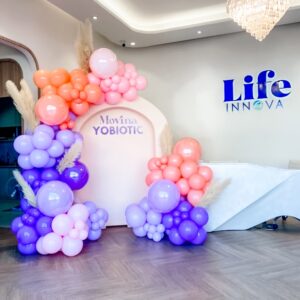 แบคดรอปลูกโป่ง ฉากลูกโป่ง Grand Opening Balloon Backdrop - Movina - Purple & Pink
