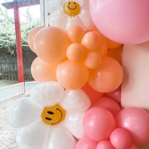 แบคดรอปลูกโป่ง ฉากลูกโป่ง Kid's Birthday Balloon Backdrop - Sweet pastel Lalynn's 2nd Birthday - Pink & Peach