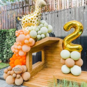แบคดรอปลูกโป่ง ฉากลูกโป่ง Kid's Birthday Balloon Backdrop - Safari Two Wild - Green & Brown