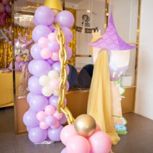 แบคดรอปลูกโป่ง ฉากลูกโป่ง Kid's Birthday Balloon Backdrop - Rapunzel Princess 6th Birthday