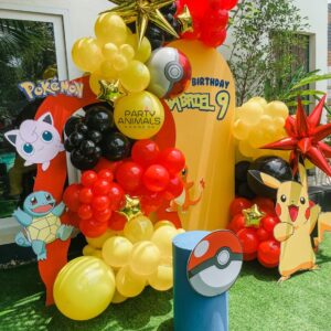 แบคดรอปลูกโป่ง ฉากลูกโป่ง Kid's Birthday Balloon Backdrop - Pokémon - Red & Yellow