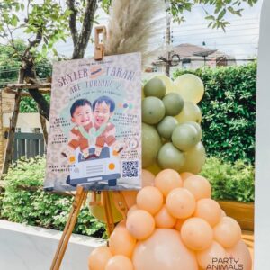 แบคดรอปลูกโป่ง ฉากลูกโป่ง Kid's Birthday Balloon Backdrop - Safari Two Wild - Green & Brown