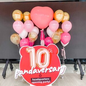 แบคดรอปลูกโป่ง ฉากลูกโป่ง Corporate Events Balloon Backdrop - Food Panda's 10th Anniversary (Whole Office Decoration)