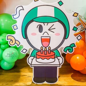 แบคดรอปลูกโป่ง ฉากลูกโป่ง Corporate Events Balloon Backdrop - Line Man Wongnai Happy 2nd Anniversary - Green & Navy
