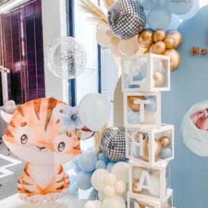 แบคดรอปลูกโป่ง ฉากลูกโป่ง Kid's Birthday Balloon Backdrop - Little Tiger Happy 30 Days Chinese Baby Birthday