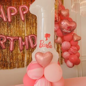 แบคดรอปลูกโป่ง ฉากลูกโป่ง Kid's Birthday Balloon Backdrop - Barbie - Pink