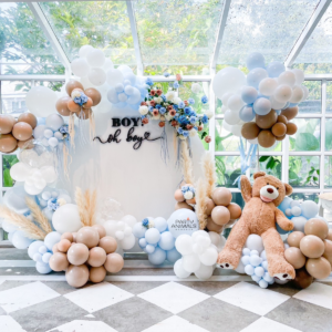 ลูกโป่งเบบี้ชาวเวอร์ Baby Shower - ฉากลูกโป่งเฉลยเพศ Balloon Backdrop - Boy Oh Boy! Baby Shower Gender Reveal Party - For K. Da Endorphine & Dannis