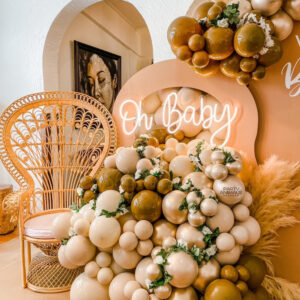 ลูกโป่งเบบี้ชาวเวอร์ Baby Shower - ฉากลูกโป่งเฉลยเพศ Balloon Backdrop - Baby Shower Gender Reveal Party "We Can Bearly Wait!" for K.Patricia Good