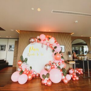 แบคดรอปลูกโป่ง ฉากลูกโป่ง Hen Party Balloon Backdrop - Rose Gold & Pink Bride to be