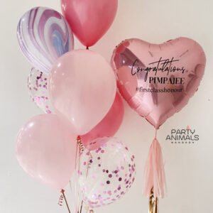 ลูกโป่งรับปริญญา Congratulations Graduation Balloon - 24" Rose Heart-Shaped balloon Set (with Helium) (9 pcs)