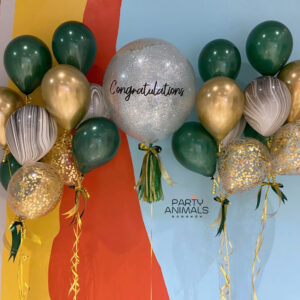 ลูกโป่งแสดงความยินดี Congratulations Balloon - Forest Green & Chrome Gold Balloon Set (with Helium) (21 pcs)