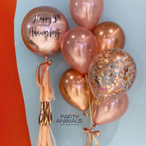 ลูกโป่งวันครบรอบ Anniversary Balloon - 18" Rose Gold Orbz Balloon Set (with Helium) (7 pcs)