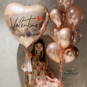 ลูกโป่งวาเลนไทน์ Valentine's Day Balloon - 36" Heart Rose Gold & Pink Balloon Set (with helium) (11 pcs)