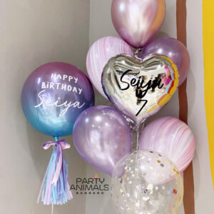 ลูกโป่งวันเกิด ลูกโป่งเซอร์ไพรส์ Birthday Balloon - Ombre Purple Orbz & Purple Balloon Bouquet (with helium) (10 pcs)