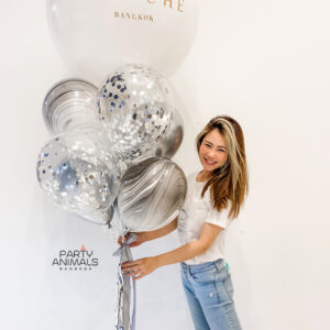 ลูกโป่งรับปริญญา Congratulations Graduation Balloon - 24" White & Marble Balloon Bouquet (with Helium) (7 pcs)