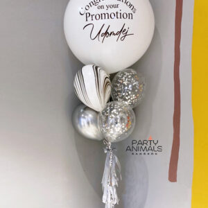 ลูกโป่งรับปริญญา Congratulations Graduation Balloon - 24" White & Marble Balloon Bouquet (with Helium) (7 pcs)
