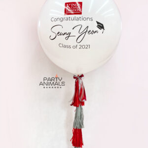 ลูกโป่งรับปริญญา Congratulations Graduation Balloon - 24" White & Red Balloon Set (with Helium) (21 pcs) (ราคารวม Logo แล้ว)