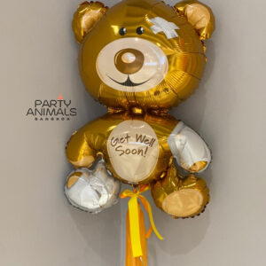 ลูกโป่งเยี่ยมไข้ ของขวัญเยี่ยมไข้ Get Well Soon Balloon - Sick Teddy Bear Brown & Orange Balloon Bouquets (with helium) (8 pcs)
