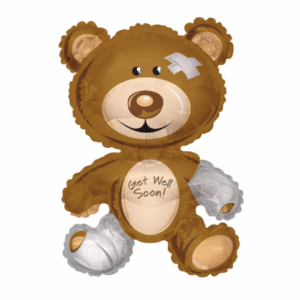 ลูกโป่งเยี่ยมไข้ ของขวัญเยี่ยมไข้ Get Well Soon Balloon - Sick Teddy Bear Brown & Orange Balloon Bouquets (with helium) (8 pcs)