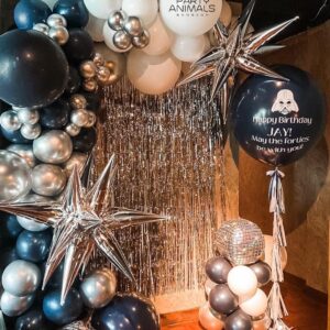 แบคดรอปลูกโป่ง ฉากลูกโป่ง Kid's Birthday Balloon Backdrop - Star Wars Darth Vader - Navy & Silver