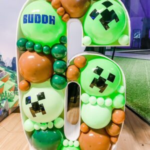 แบคดรอปลูกโป่ง ฉากลูกโป่ง Kid's Birthday Balloon Backdrop - Minecraft - Multicolour &