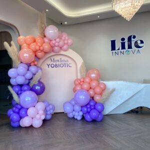 แบคดรอปลูกโป่ง ฉากลูกโป่ง Grand Opening Balloon Backdrop - Movina - Purple & Pink
