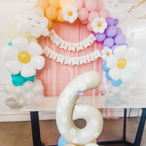 แบคดรอปลูกโป่ง ฉากลูกโป่ง Kid's Birthday Balloon Backdrop - Mata's Birthday Daisy - Multicolour &